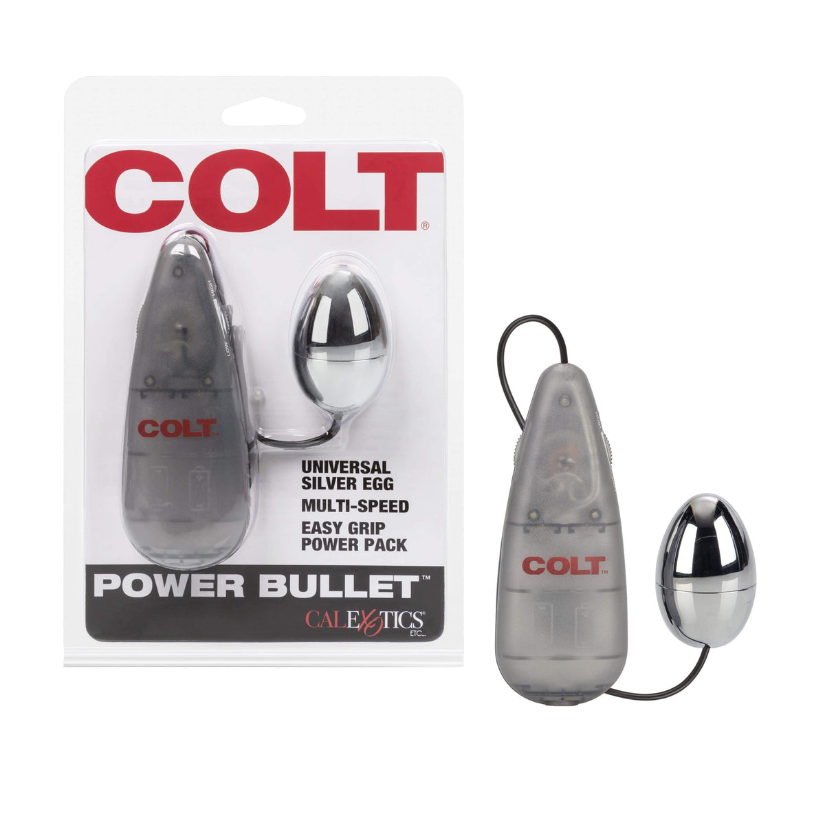 California Exotics - COLT Multi Speed Power Bullet Pak Universal Egg with Remote (Silver) -  Wired Remote Control Egg (Vibration) Non Rechargeable  Durio.sg