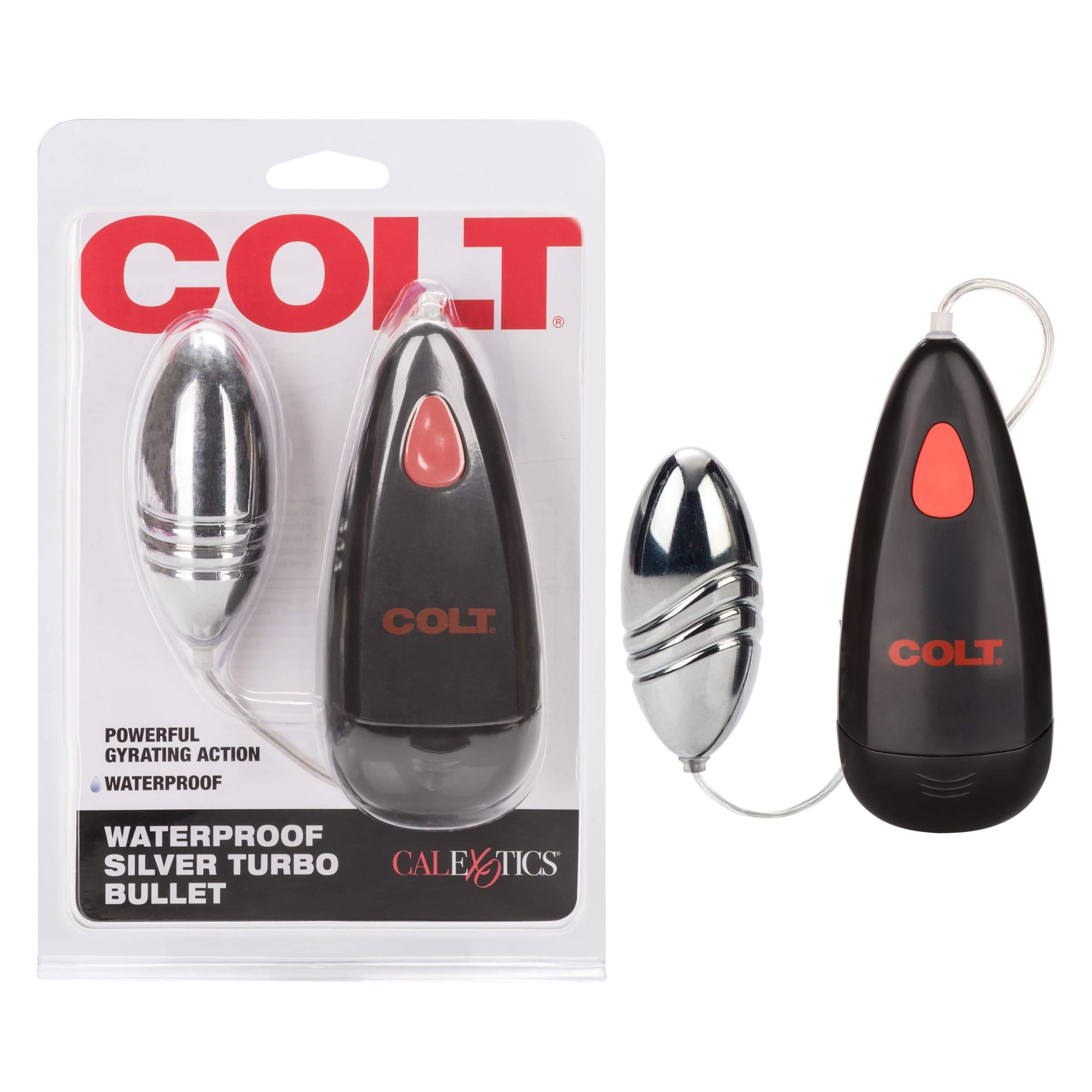 California Exotics - COLT Waterproof Silver Turbo Bullet Vibrator with Remote (Silver) -  Wired Remote Control Egg (Vibration) Non Rechargeable  Durio.sg