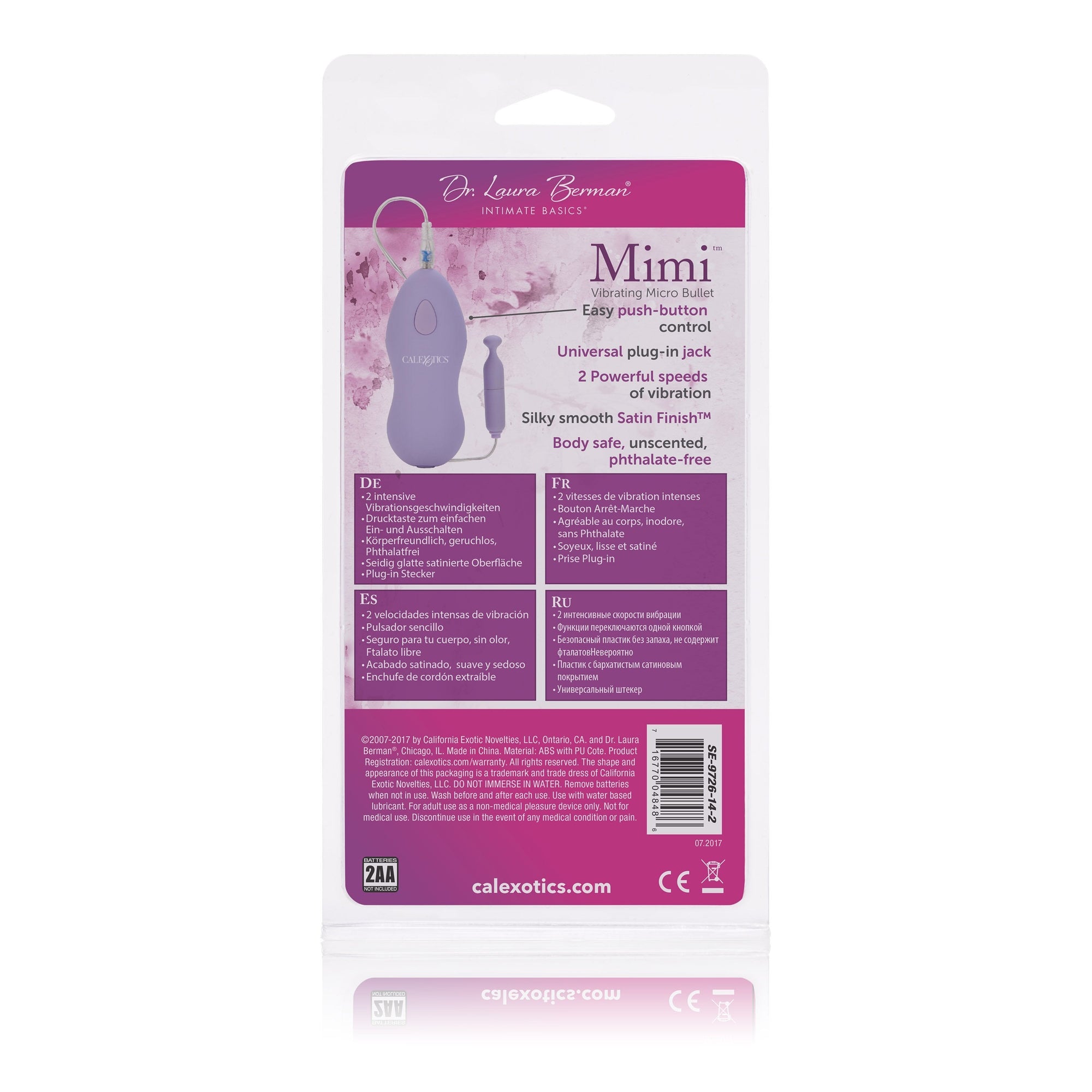 California Exotics - Dr Laura Berman Mimi Vibrating Micro Bullet (Purple) -  Wired Remote Control Egg (Vibration) Non Rechargeable  Durio.sg