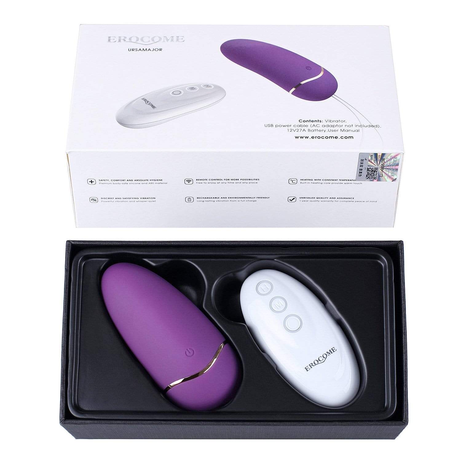 Erocome - UrsaMajor Heat Remote Control Egg Vibrator (Purple) -  Wireless Remote Control Egg (Vibration) Rechargeable  Durio.sg