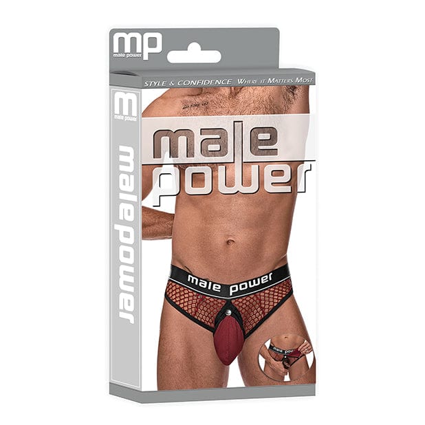 Male Power Cock Pit Net Cock Ring Jock Underwear with Snap Off Pouch in  Black