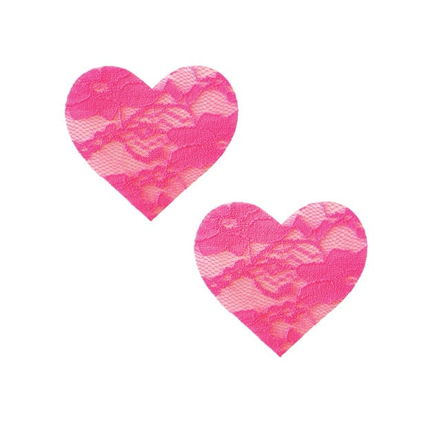 Neva Nude - Black Light Lace Heart Pasties Nipple Covers O/S (Pink) -  Nipple Covers  Durio.sg