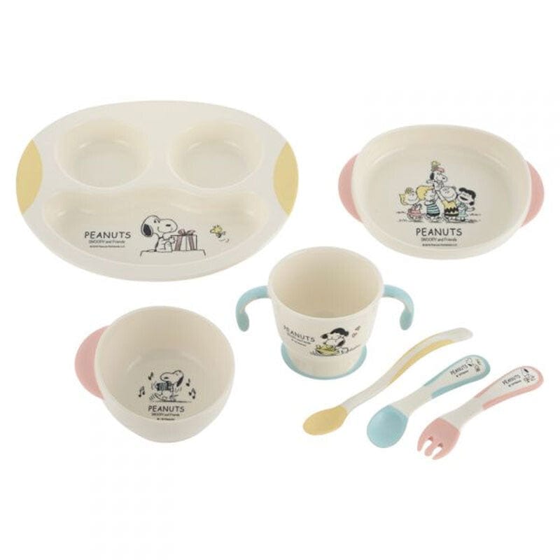 Richell - Vintage Snoopy Peanut Collection Step Up Stage 1-3 Baby Tableware Dining Dish Set -  Baby Utensils Set  Durio.sg