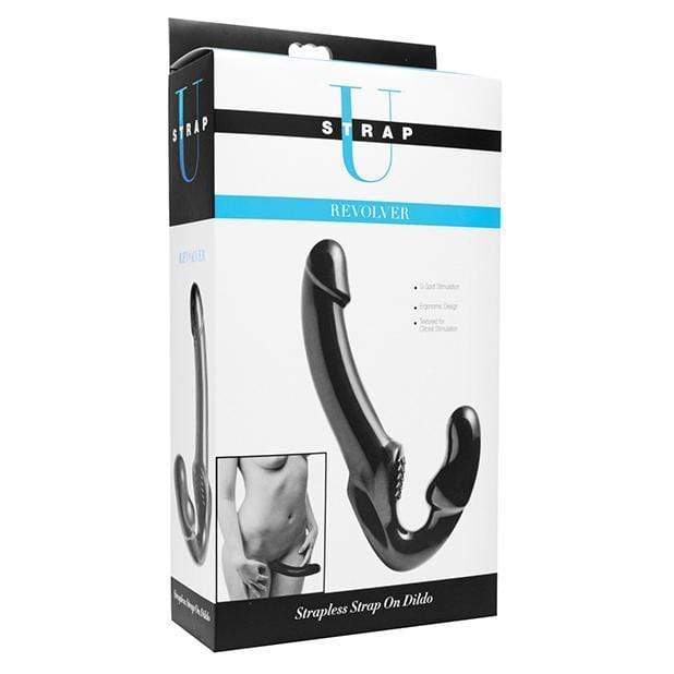 Strap U - Revolver Strapless Strap on G Spot Dildo (Black) -  Strap On with Dildo for Reverse Insertion (Non Vibration)  Durio.sg