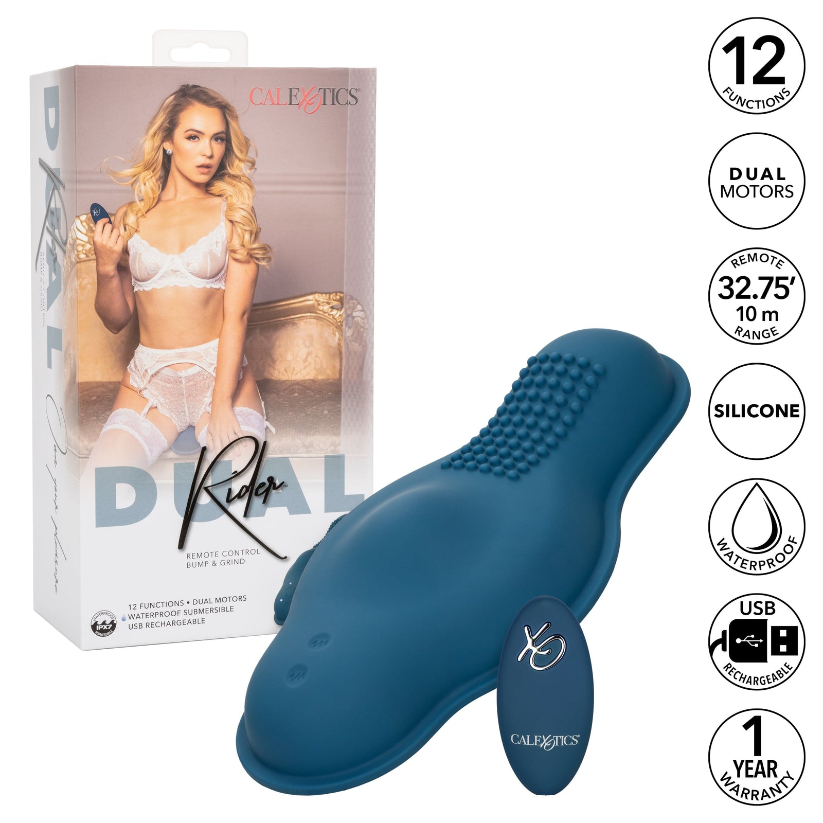 California Exotics - Dual Rider Remote Control Bump & Grind Clit Massager  (Blue) | CherryAffairs - Durio.sg